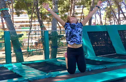 children jumping on trampolines at Bosc Aventura Salou